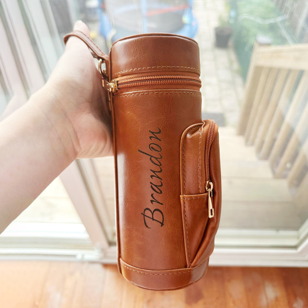 Personalized Portable Travel Leather Cigar Humidor Case | GC042