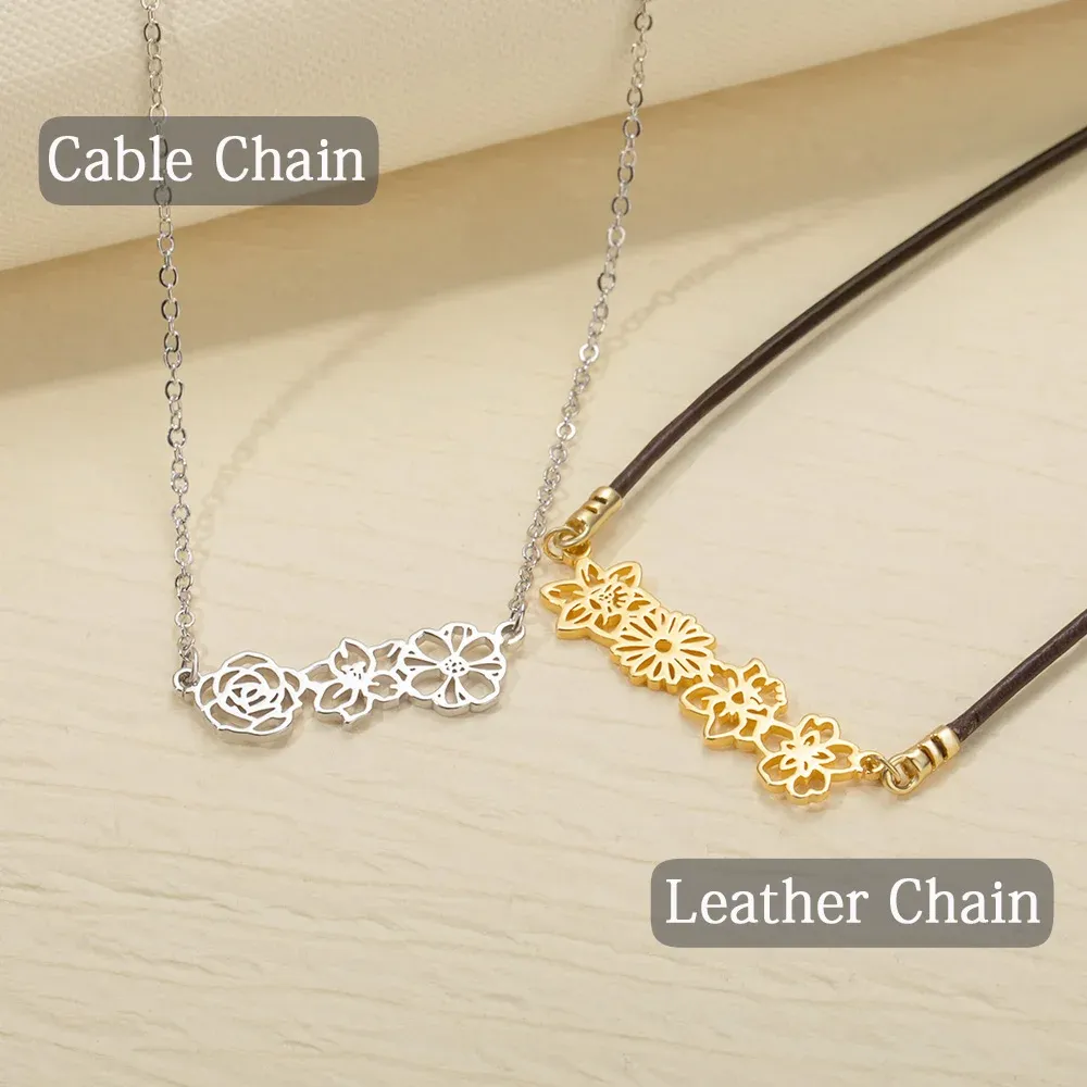 Personalized Mother's Day Dainty Adjustable Birth Flowers Family Jewelry | GC048