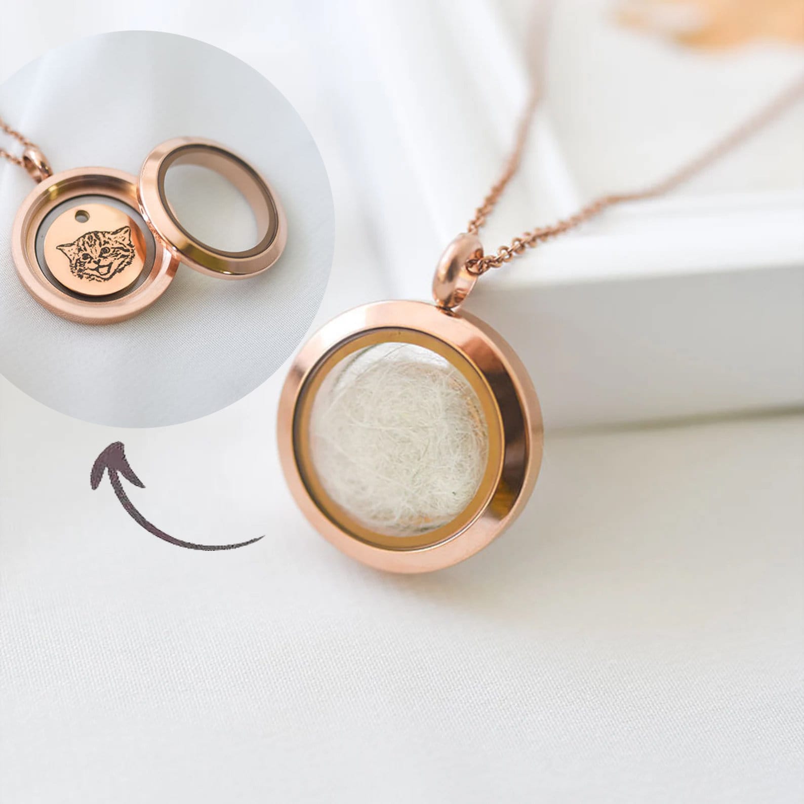 Personalized Pet Fur Locket Memorial Necklace