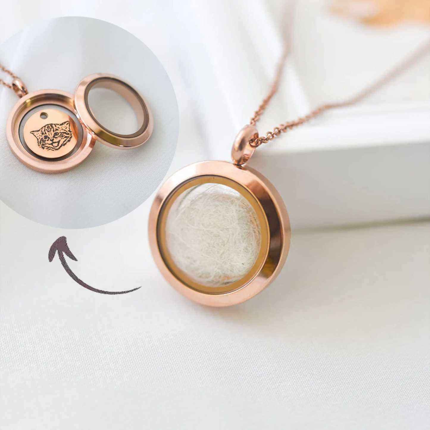 Personalized Pet Fur Locket Memorial Necklace