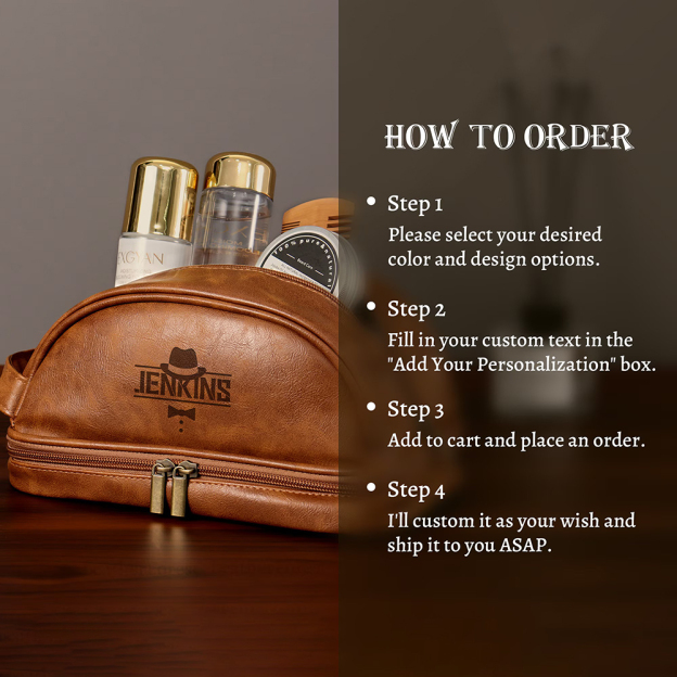 Personalized Leather Travel Toiletry Bag | GC00901