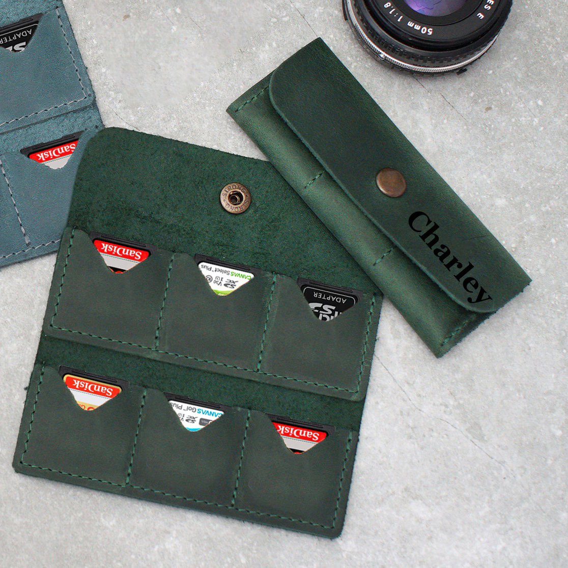 Personalized Leather 6 Slots SD Card Holder | GC019