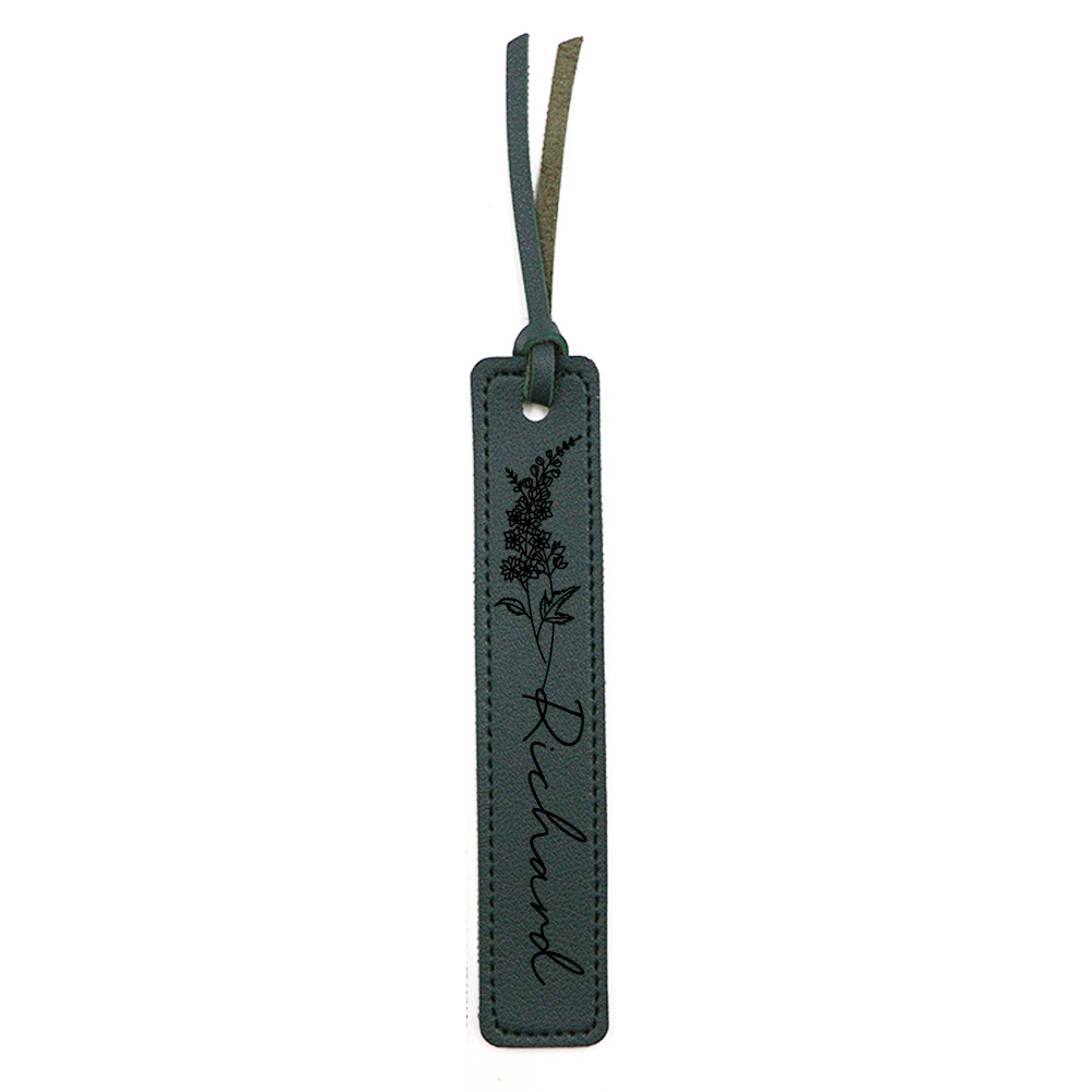 Personalized Birth Month Flower Leather Bookmark | GC020