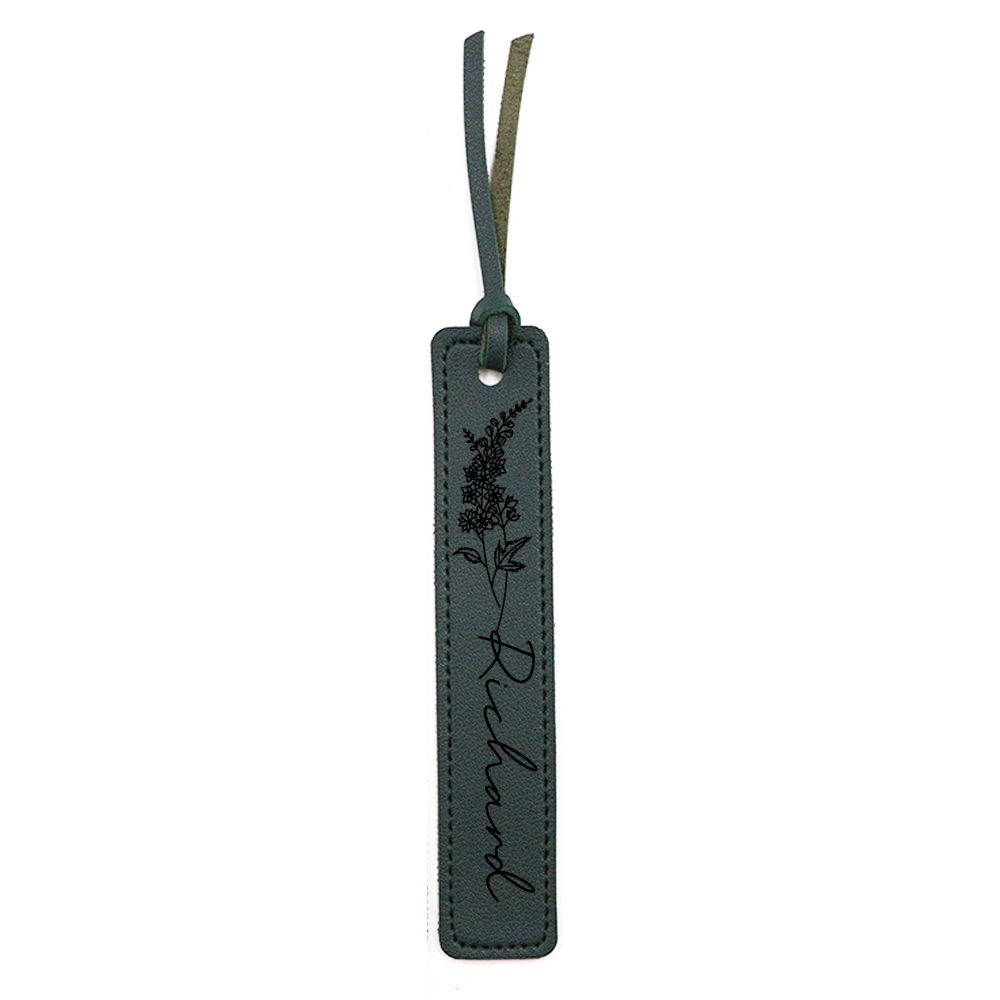 Personalized Birth Month Flower Leather Bookmark | GC020