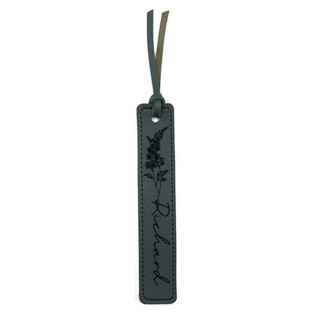Personalized Birth Month Flower Leather Bookmark | GC020