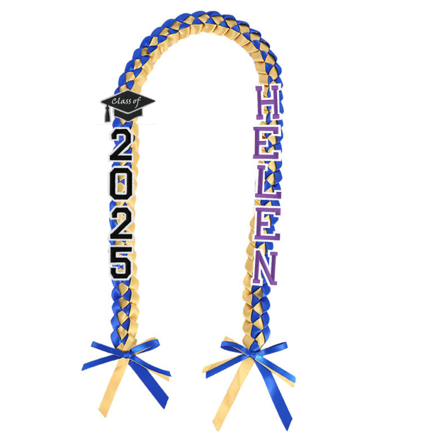 Personalized Name Braided Satin Ribbon Graduation Lei | KKSchool10