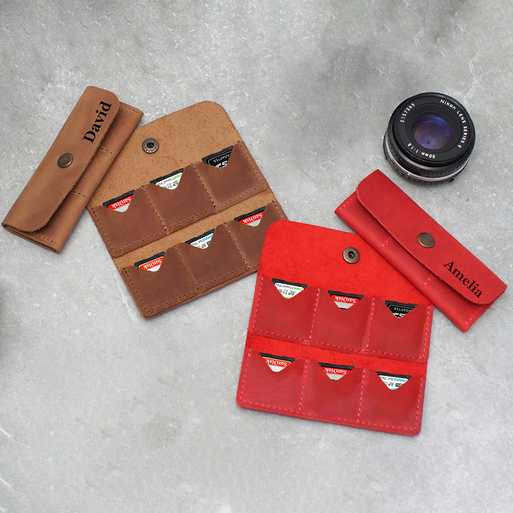 Personalized Leather 6 Slots SD Card Holder | GC019