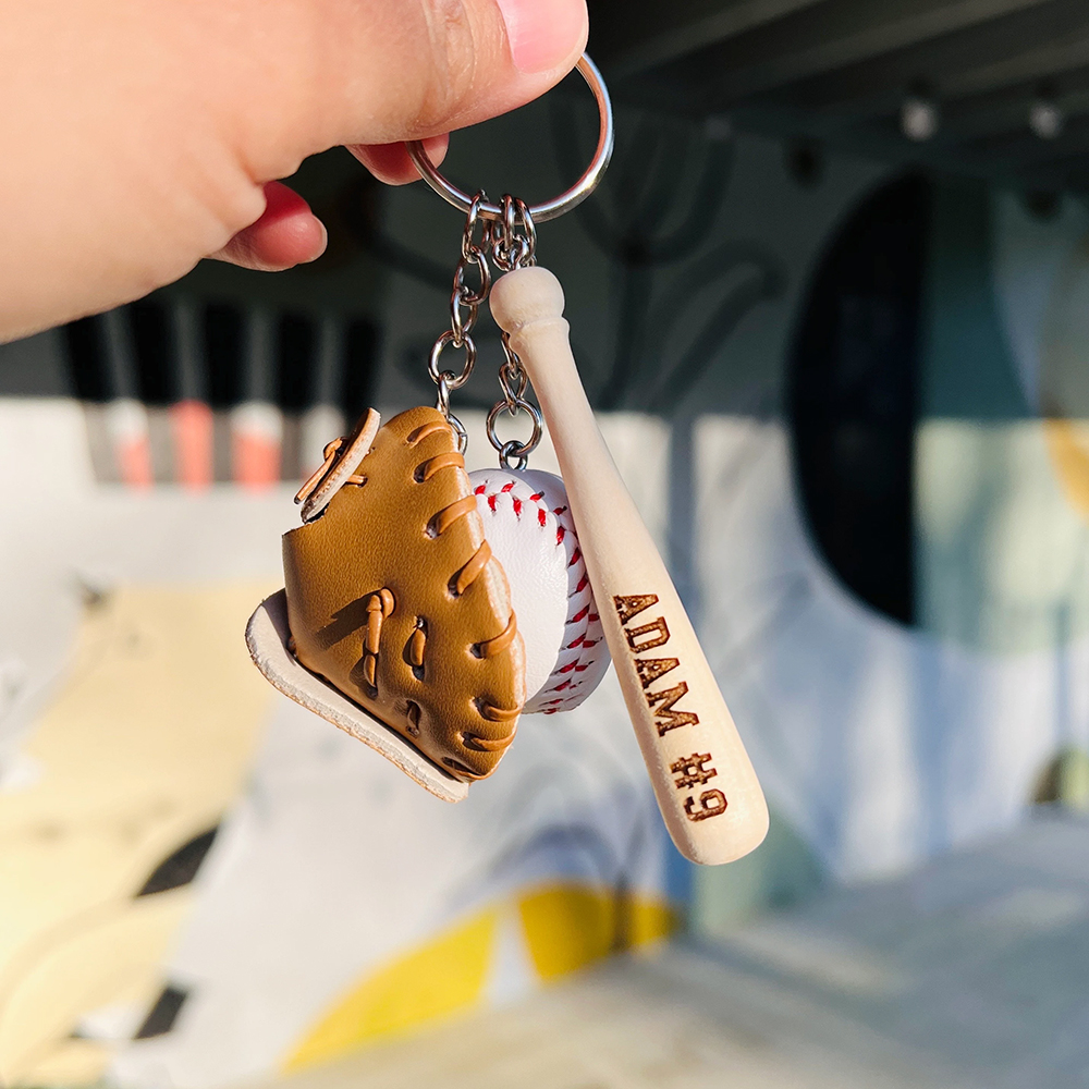 Personalized Baseball Player Tag Keychains | GC036