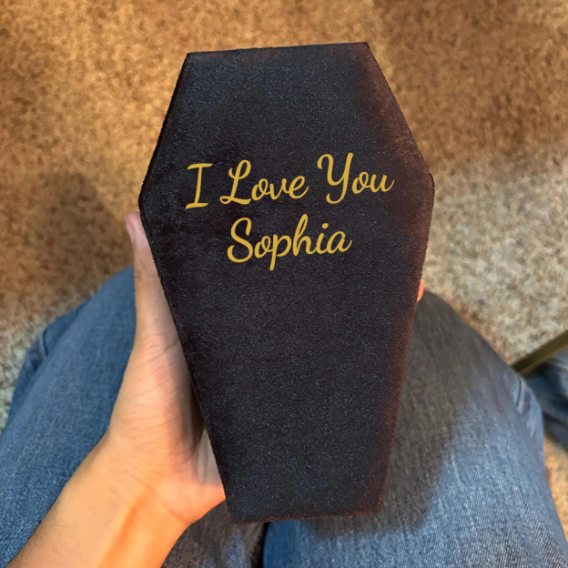 Personalized Handmade Gothic Coffin Velvet Jewelry Box | GC038
