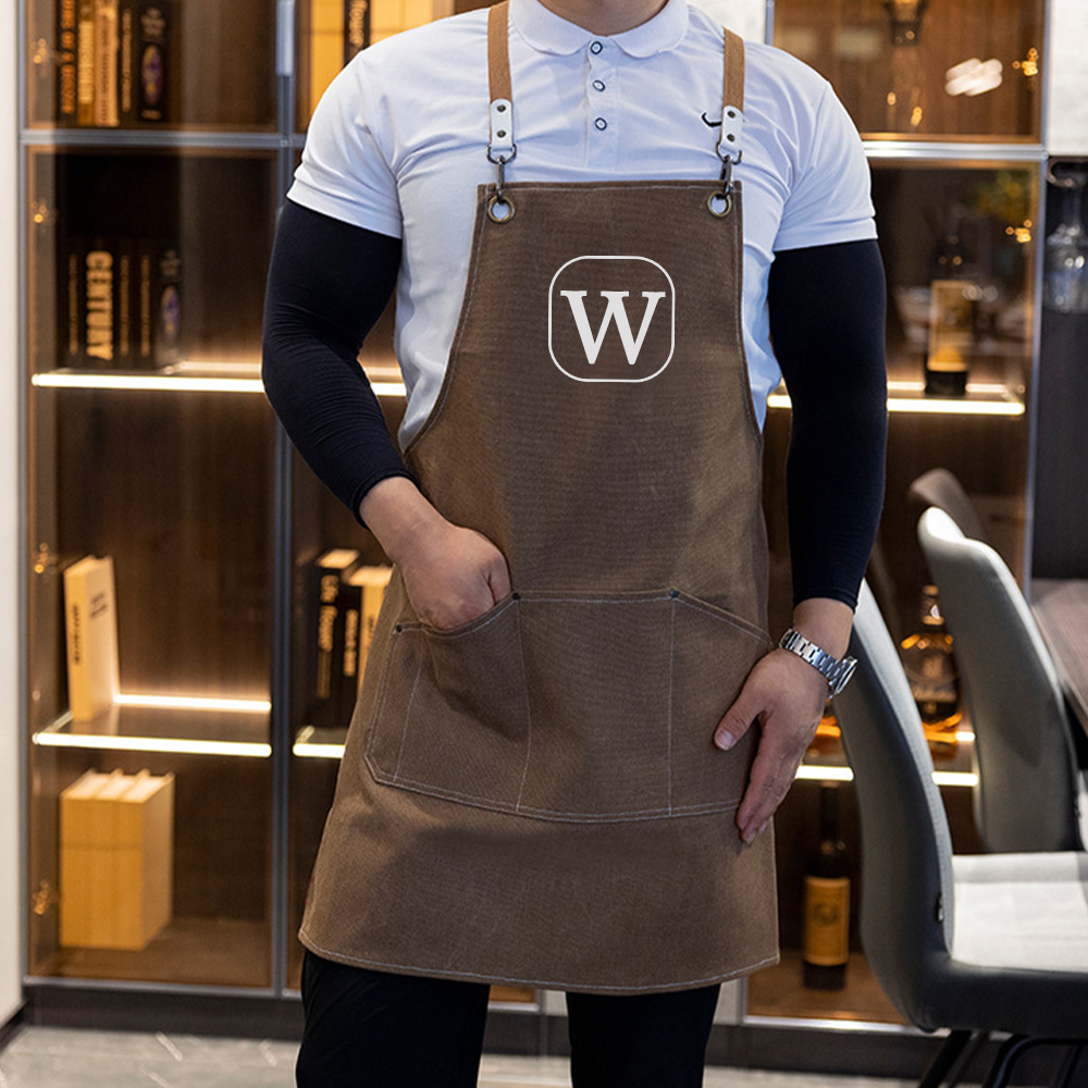 Personalized Embroidery Canvas Apron with Pockets for Unisex Adult | GC037