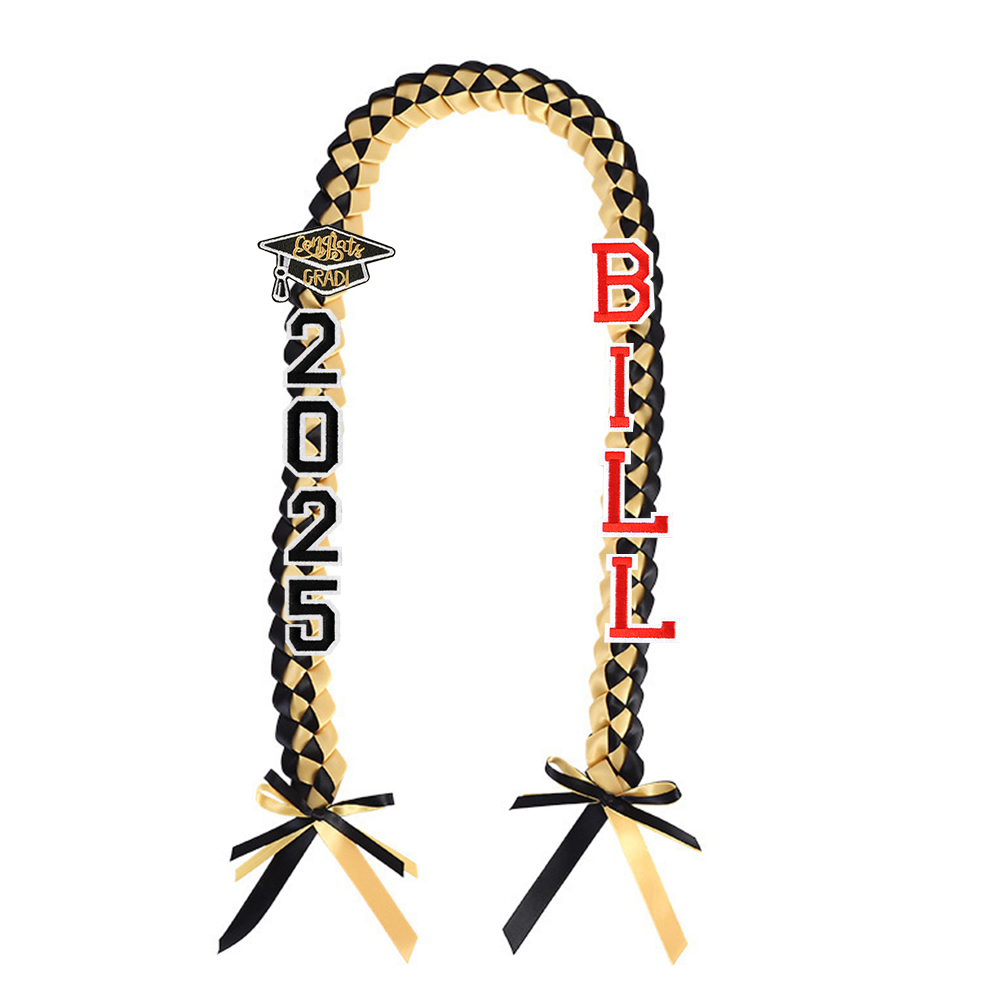 Personalized Name Braided Satin Ribbon Graduation Lei | KKSchool10