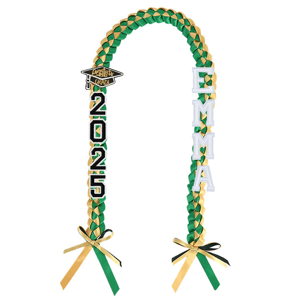 Personalized Name Braided Satin Ribbon Graduation Lei | KKSchool10