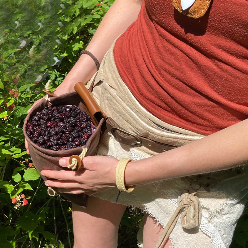 Personalised Canvas Drawstring Collapsable Forest Foraging Pouch | Dad04