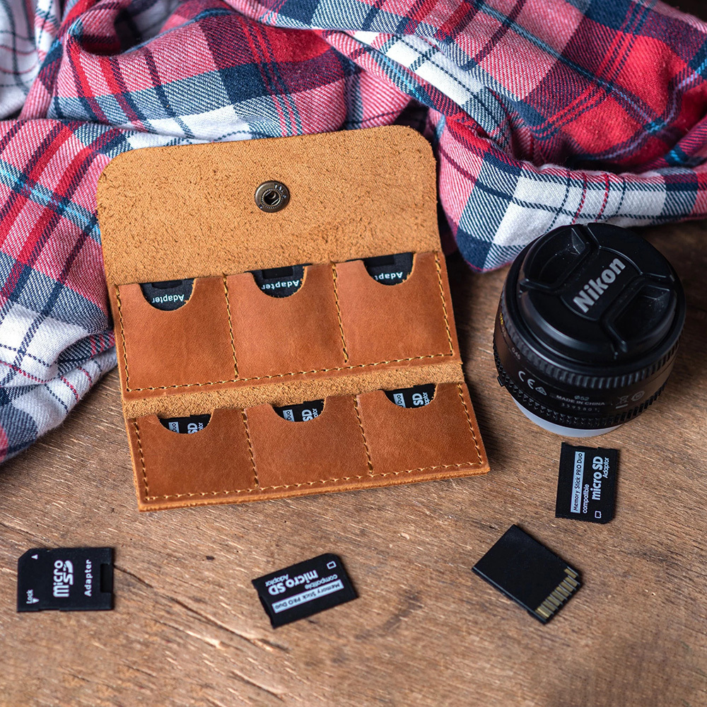 Personalized Leather 6 Slots SD Card Holder | GC019