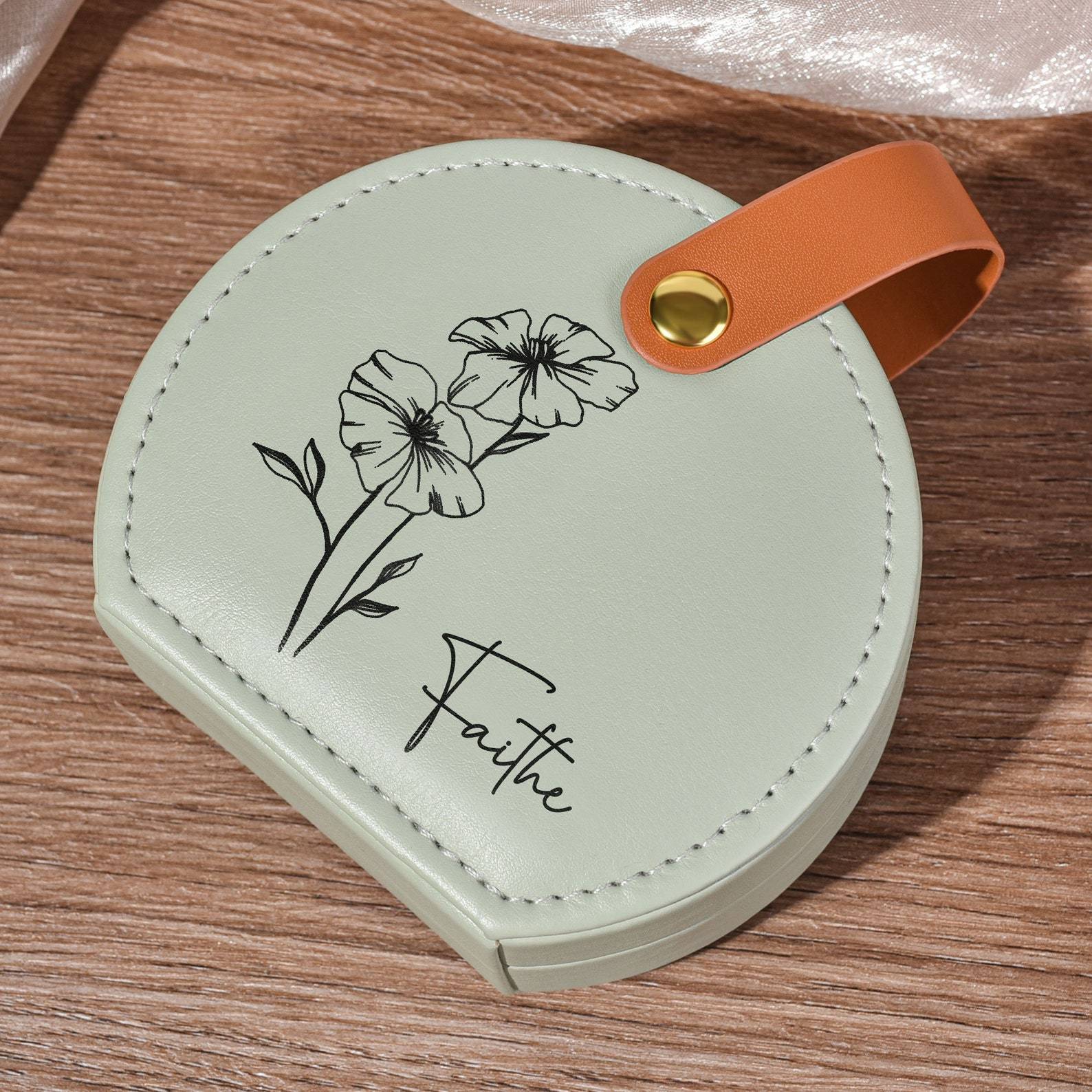 Personalized Birth Flower Travel Jewelry Box | GC002