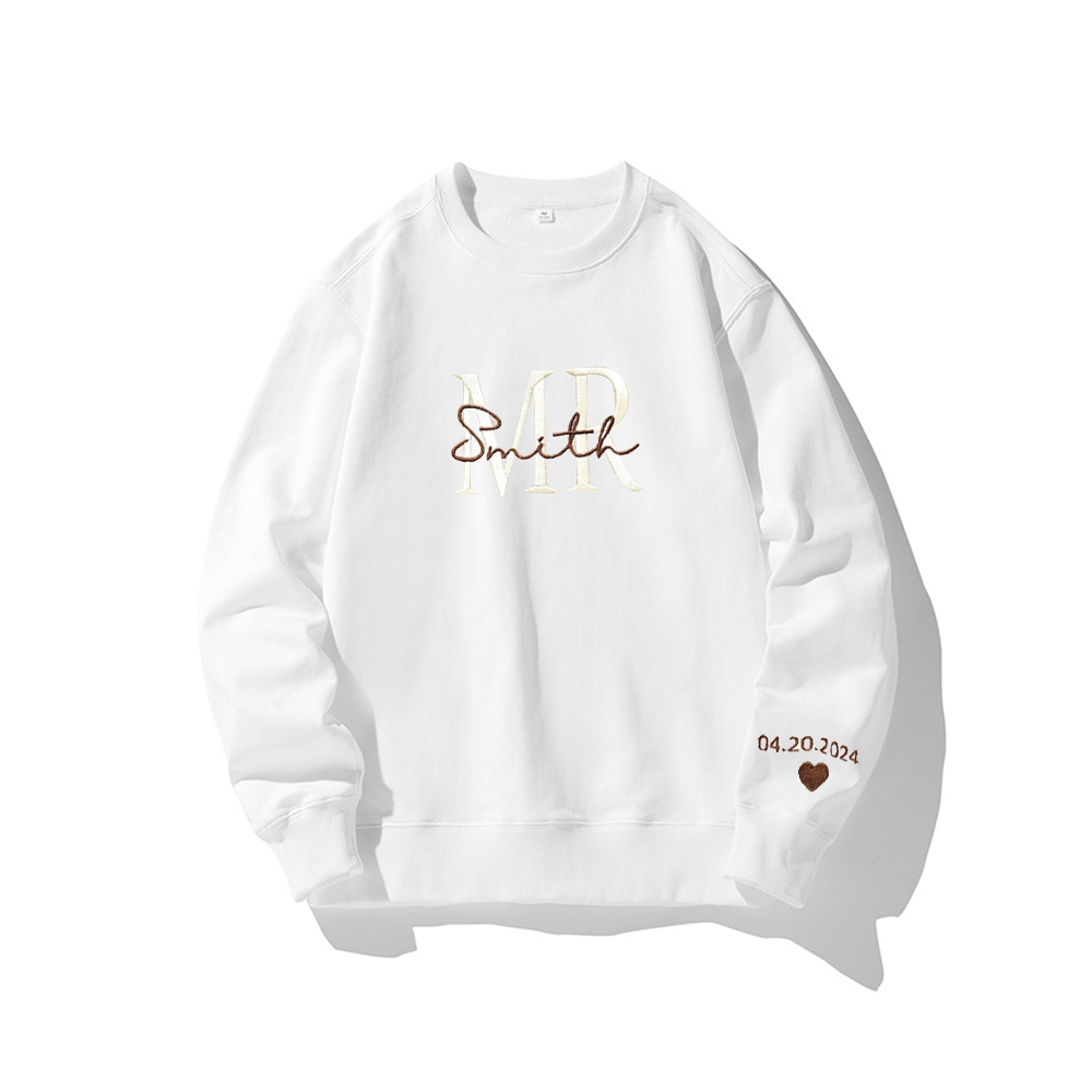 Personalized Embroidered Wife/Hubby Sweatshirt for Unique & Love | JNSCloth42
