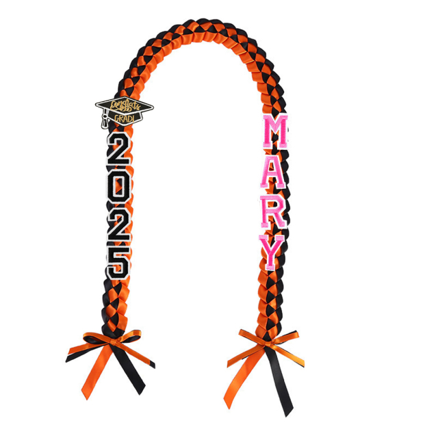 Personalized Name Braided Satin Ribbon Graduation Lei | KKSchool10