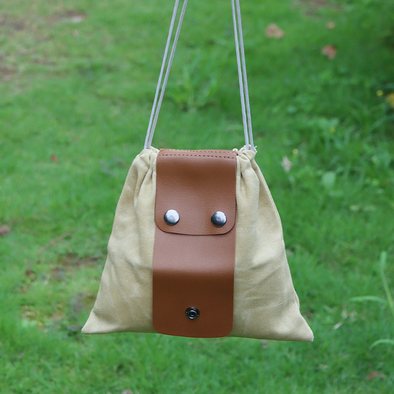 Personalised Canvas Drawstring Collapsable Forest Foraging Pouch | Dad04