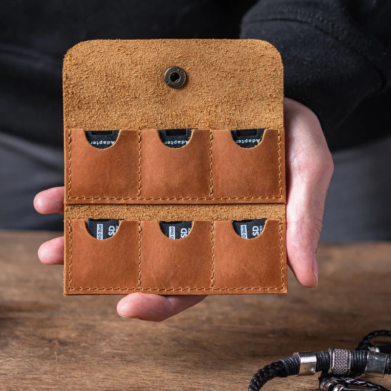 Personalized Leather 6 Slots SD Card Holder | GC019