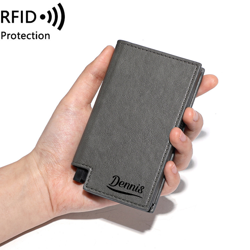Personalized RFID Blocking Leather Wallet With Pop Up Card Holder | GC013