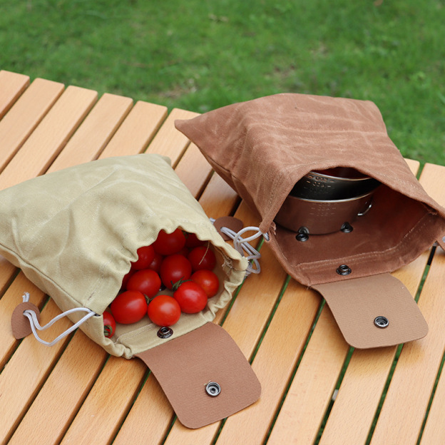 Personalised Canvas Drawstring Collapsable Forest Foraging Pouch | Dad04