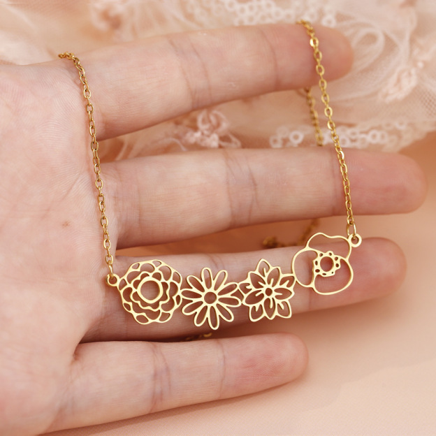 Personalized Mother's Day Dainty Adjustable Birth Flowers Family Jewelry | GC048