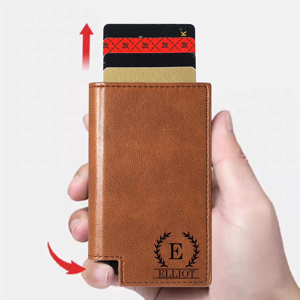 Personalized RFID Blocking Leather Wallet With Pop Up Card Holder | GC013