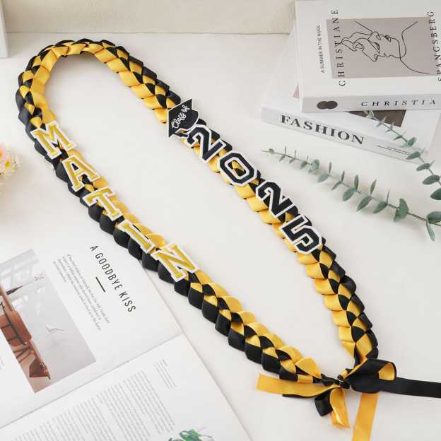 Personalized Name Braided Satin Ribbon Graduation Lei | KKSchool10