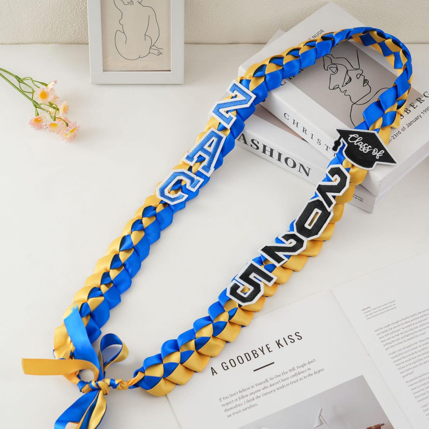 Personalized Name Braided Satin Ribbon Graduation Lei | KKSchool10