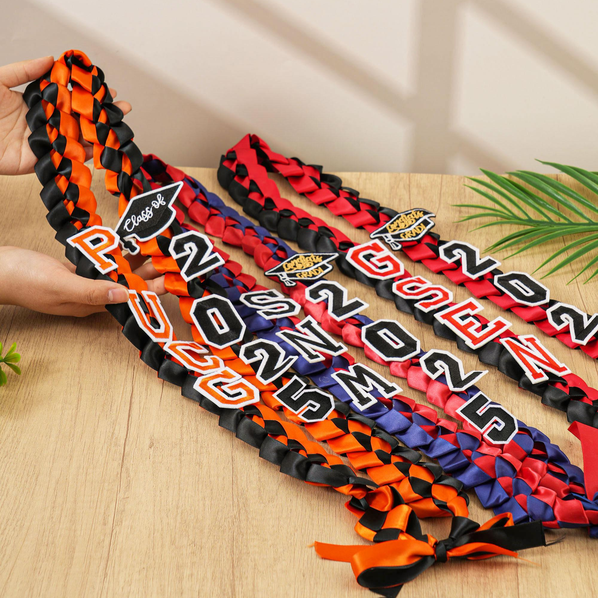 Personalized Name Braided Satin Ribbon Graduation Lei | KKSchool10
