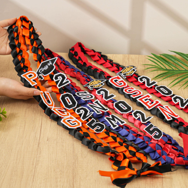 Personalized Name Braided Satin Ribbon Graduation Lei | KKSchool10