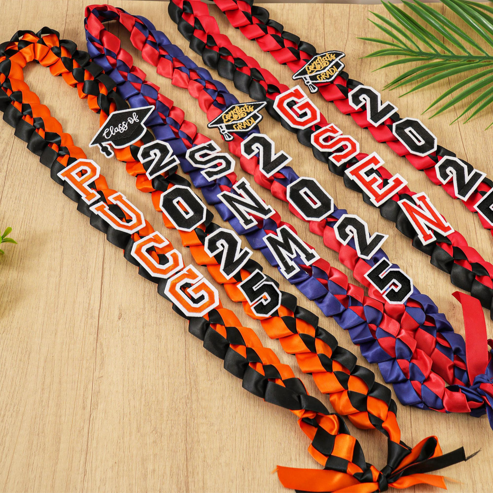 Personalized Name Braided Satin Ribbon Graduation Lei | KKSchool10