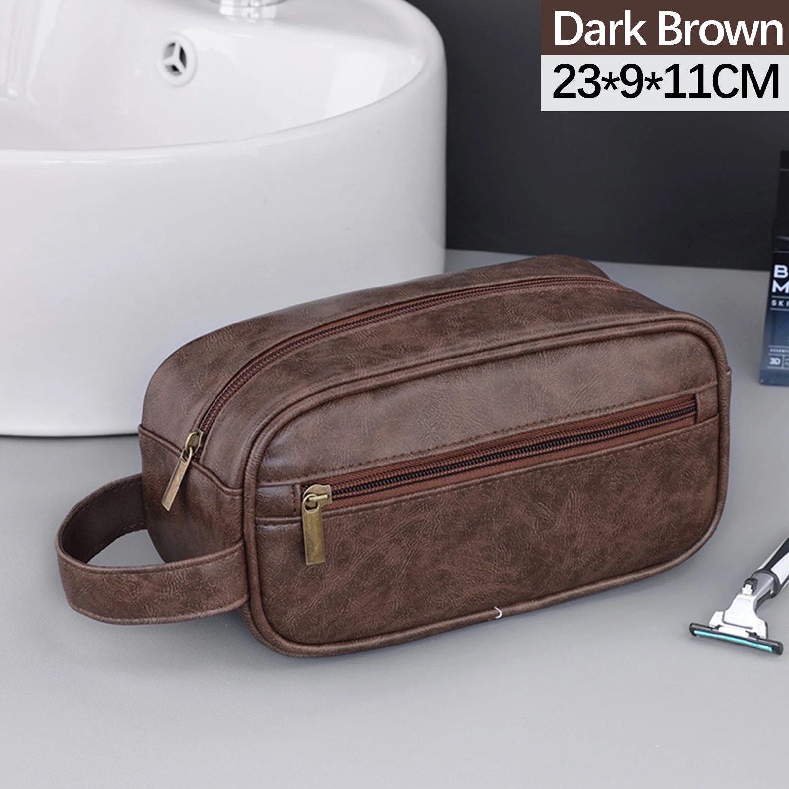 Personalized Monogram Leather Travel Toiletry Bag | GC035