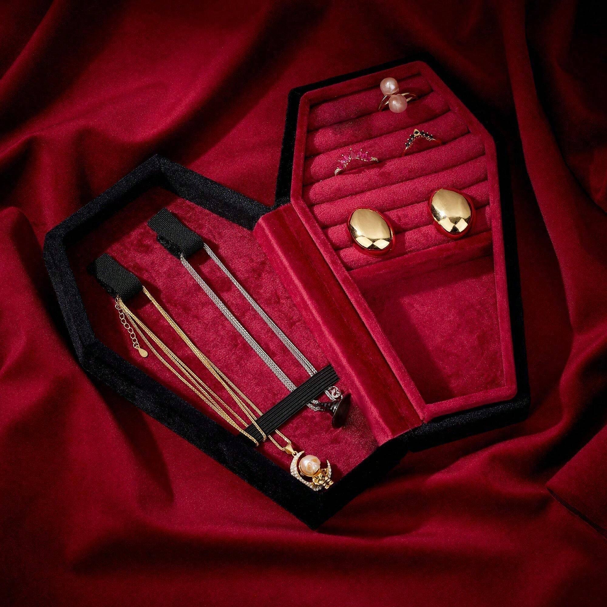 Personalized Handmade Gothic Coffin Velvet Jewelry Box | GC038