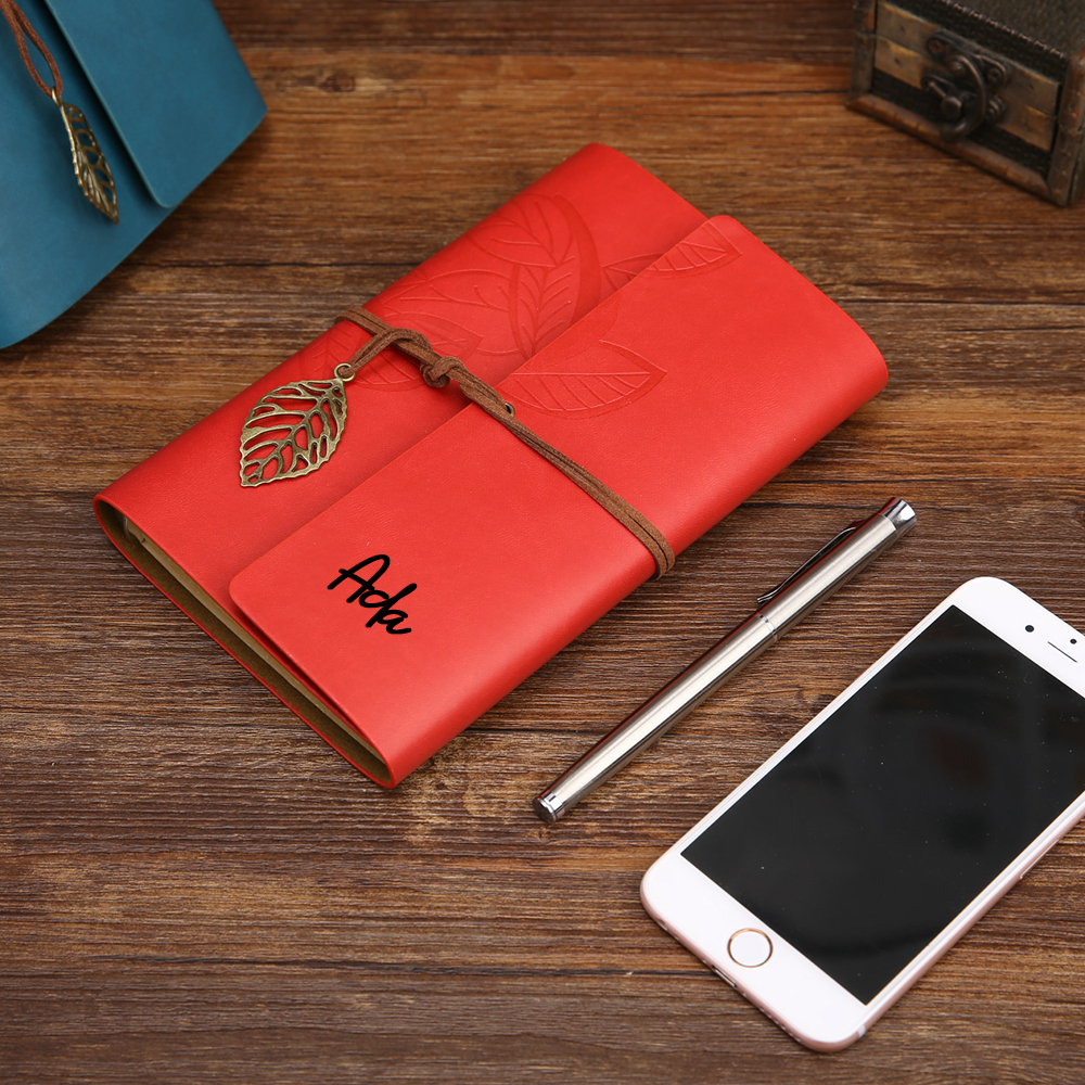 Personalized Name Leather Floral Notebook | GC004