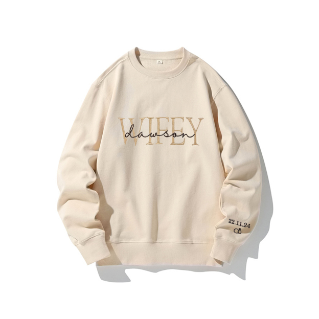 Personalized Embroidered Wife/Hubby Sweatshirt for Unique & Love | JNSCloth42