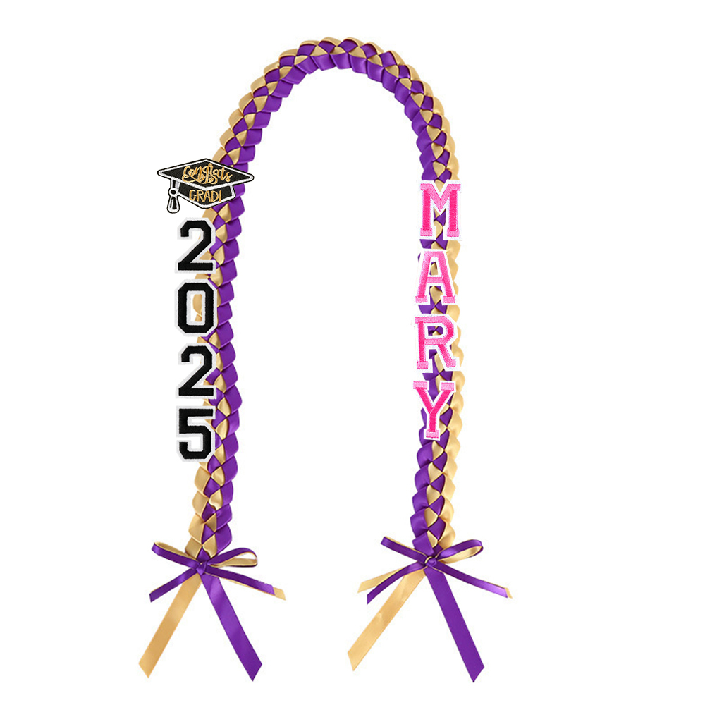 Personalized Name Braided Satin Ribbon Graduation Lei | KKSchool10