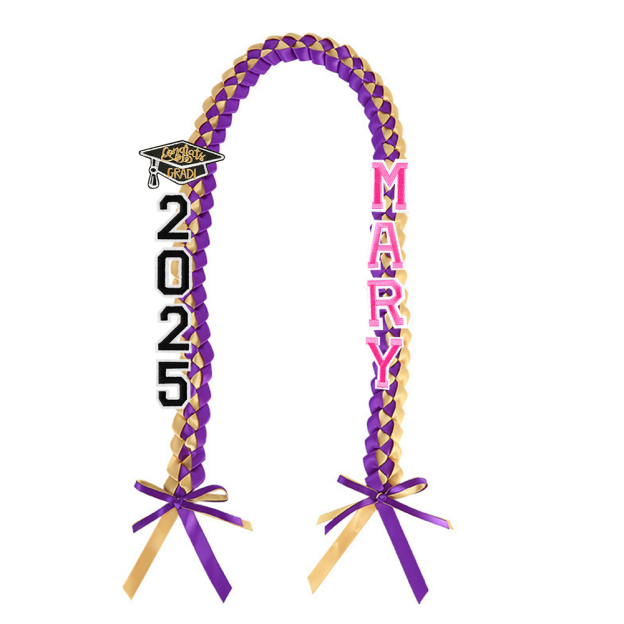 Personalized Name Braided Satin Ribbon Graduation Lei | KKSchool10