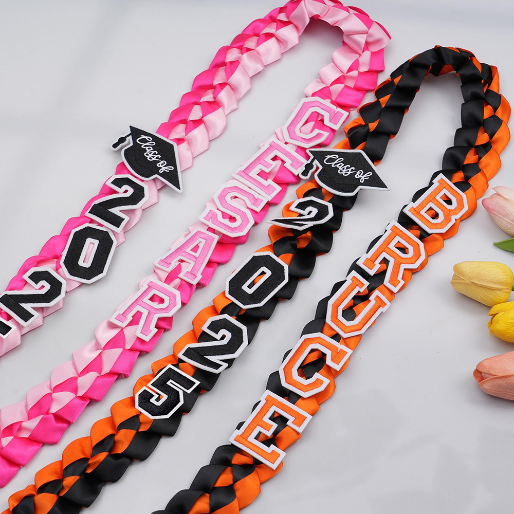 Personalized Name Braided Satin Ribbon Graduation Lei | KKSchool10