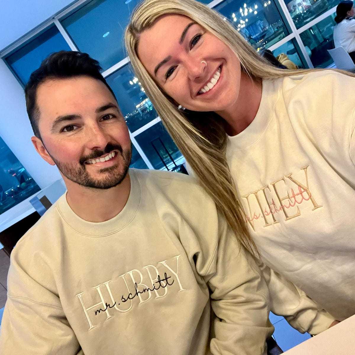 Personalized Embroidered Wife/Hubby Sweatshirt for Unique & Love | JNSCloth42