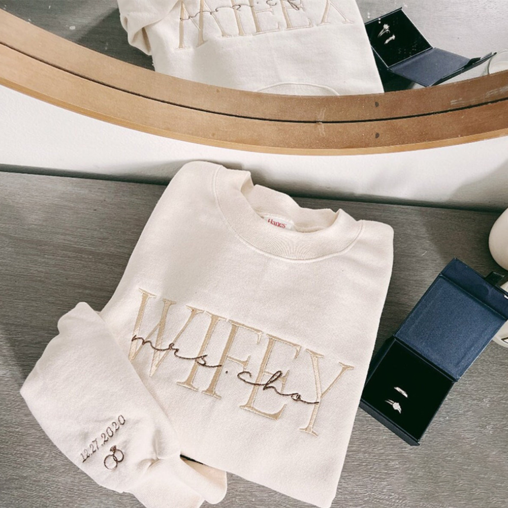Personalized Embroidered Wife/Hubby Sweatshirt for Unique & Love | JNSCloth42