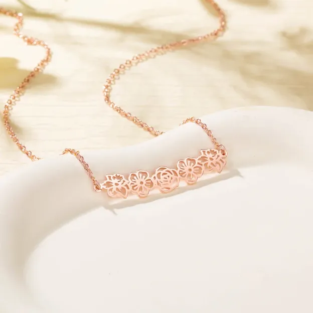 Personalized Mother's Day Dainty Adjustable Birth Flowers Family Jewelry | GC048