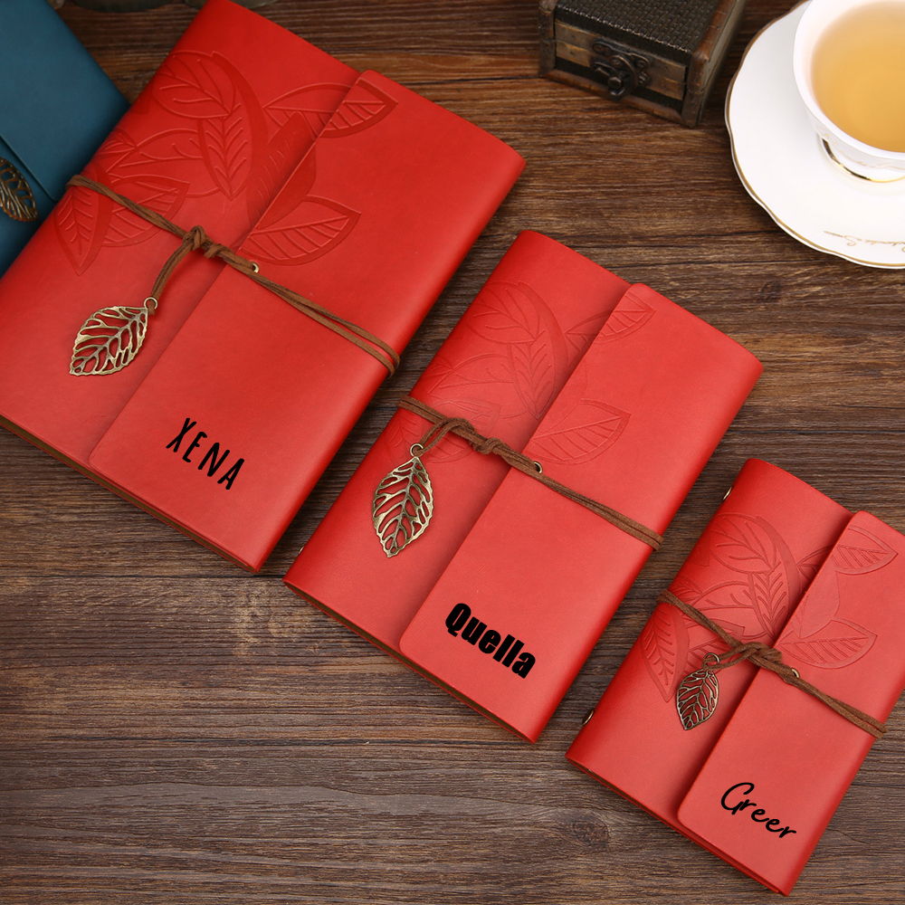 Personalized Name Leather Floral Notebook | GC004