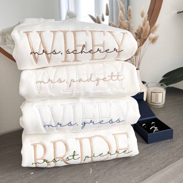 Personalized Embroidered Wife/Hubby Sweatshirt for Unique & Love | JNSCloth42