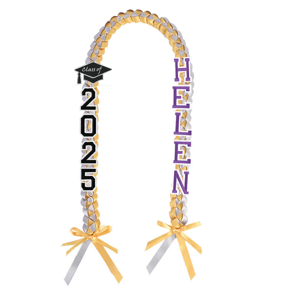Personalized Name Braided Satin Ribbon Graduation Lei | KKSchool10