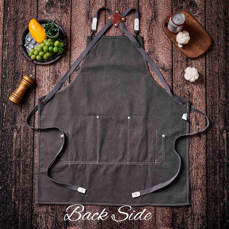 Personalized Embroidery Canvas Apron with Pockets for Unisex Adult | GC037