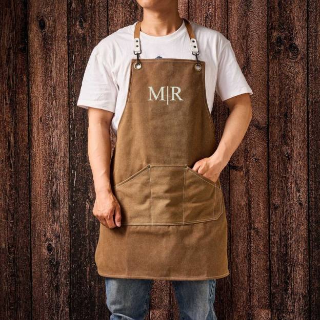 Personalized Embroidery Canvas Apron with Pockets for Unisex Adult | GC037