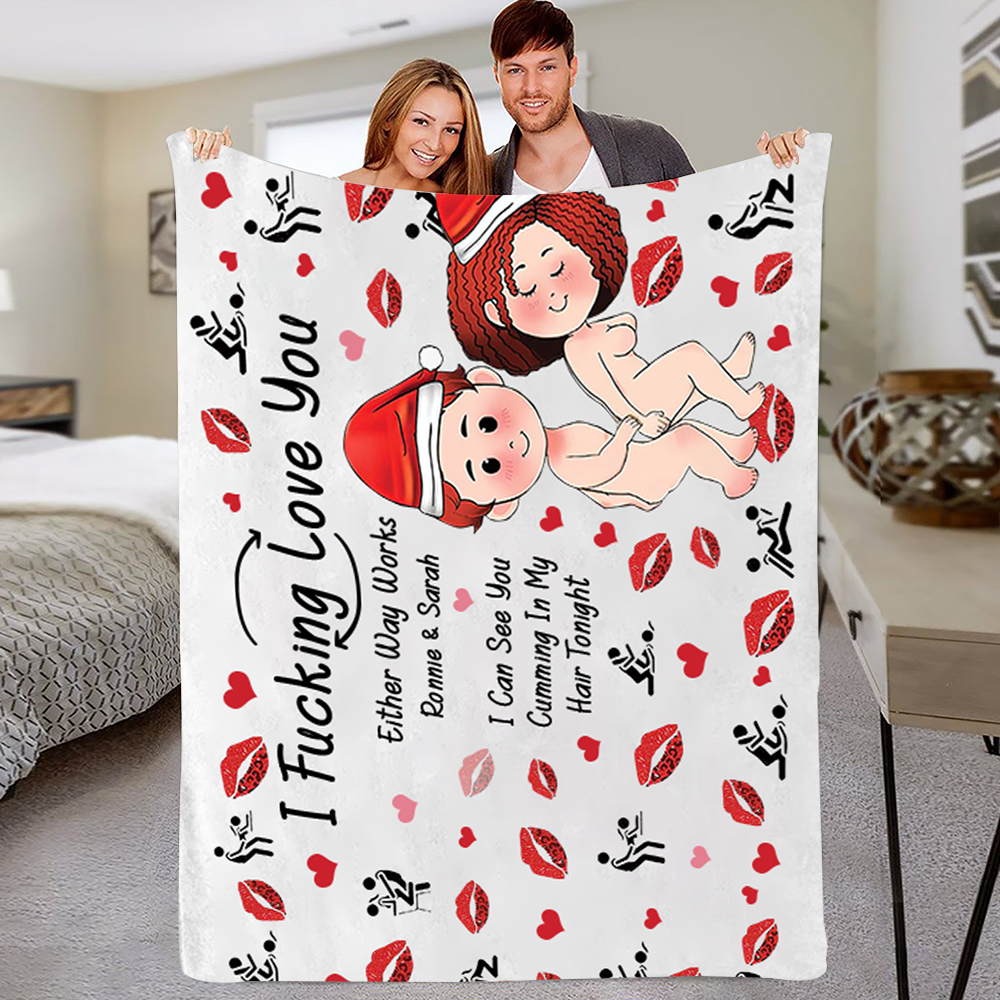 Personalized I Fucking Love You Funny Couple Blanket | GC026