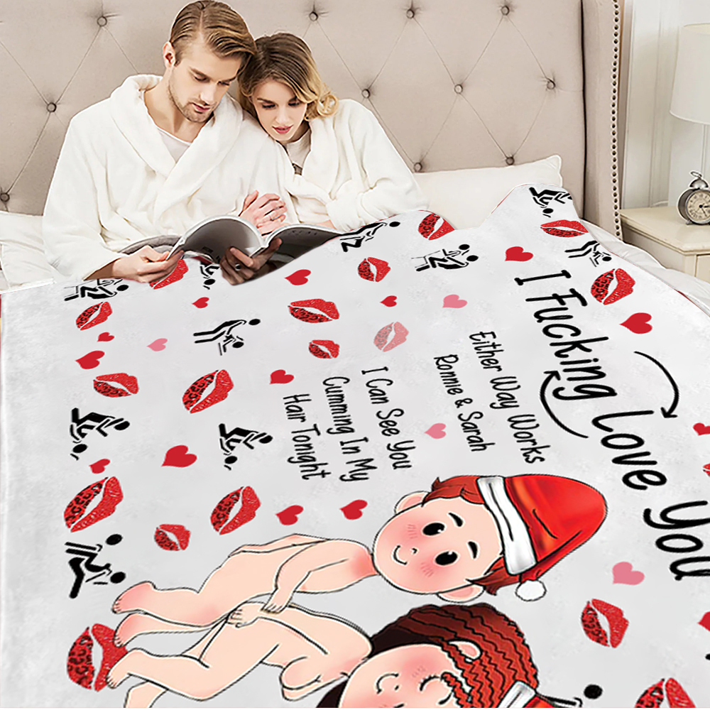 Personalized I Fucking Love You Funny Couple Blanket | GC026