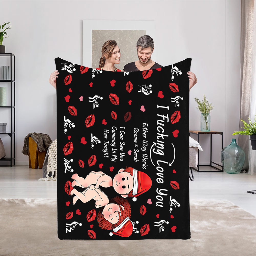 Personalized I Fucking Love You Funny Couple Blanket | GC026